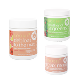 Three Boobie health supplement jars on a white background