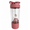 Pink and clear shaker bottle with a lid on a white background