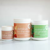 Three health supplement jars with labels on a white background