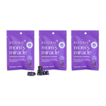Three packages of Boobie Mom's Miracle Superfood Gummies on a white background